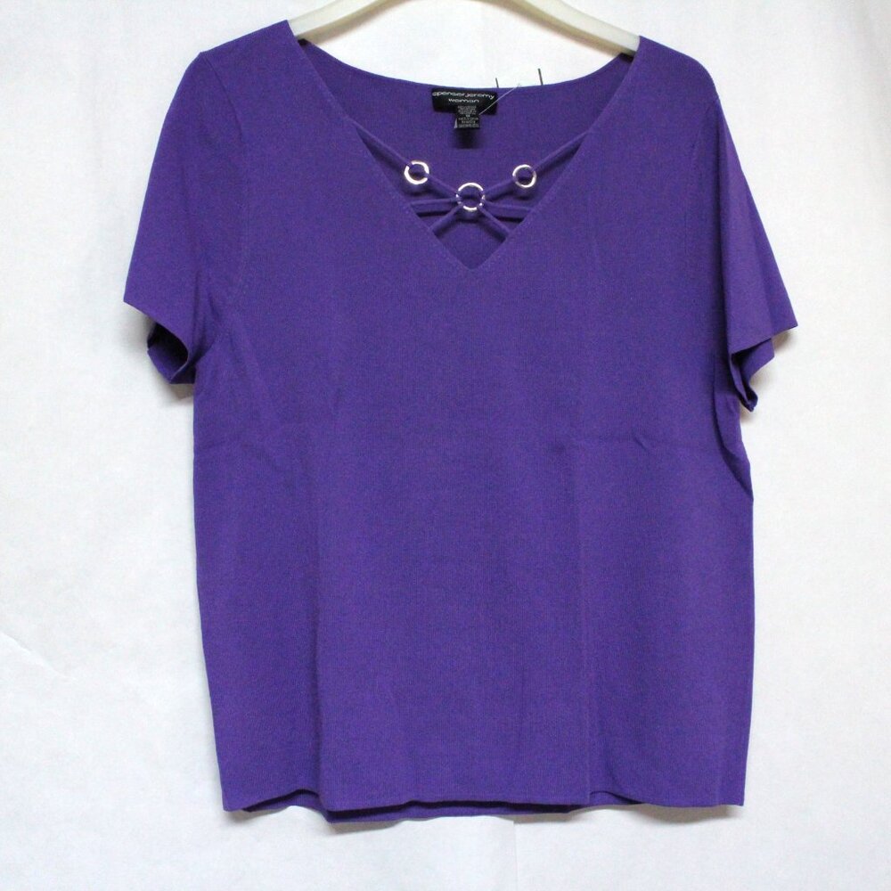 Spenser Jeremy Woman 1X Purple Short Sleeve Top